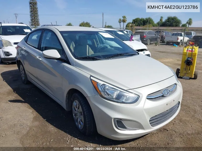 2016 Hyundai Accent Se VIN: KMHCT4AE2GU123786 Lot: 40176251