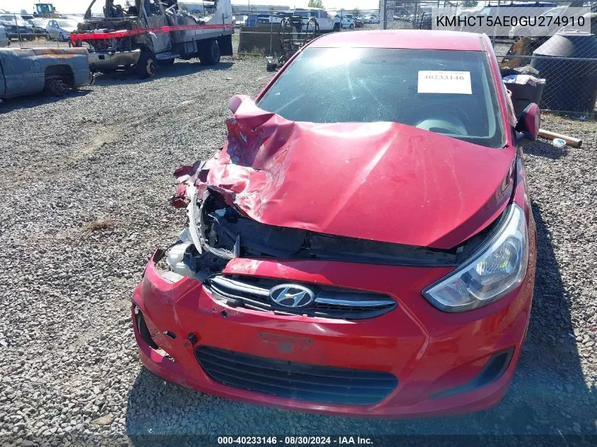 KMHCT5AE0GU274910 2016 Hyundai Accent Se