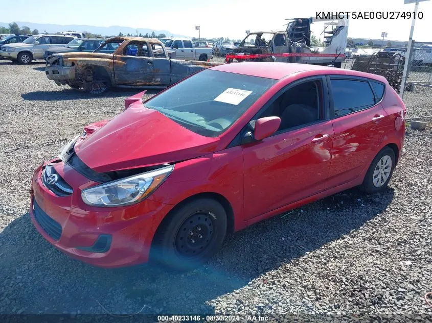 KMHCT5AE0GU274910 2016 Hyundai Accent Se