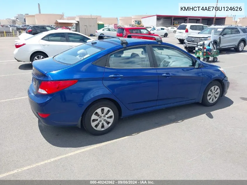 2016 Hyundai Accent Se VIN: KMHCT4AE7GU124626 Lot: 40242862