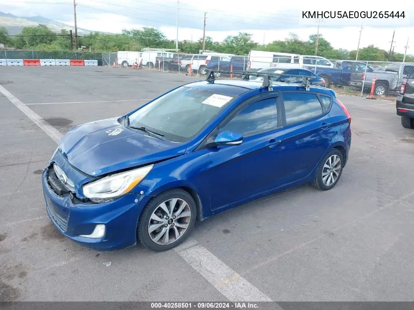 2016 Hyundai Accent Sport VIN: KMHCU5AE0GU265444 Lot: 40258501