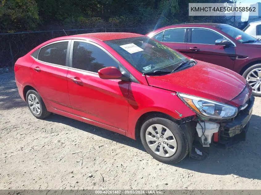 2016 Hyundai Accent Se VIN: KMHCT4AE5GU058562 Lot: 40261487