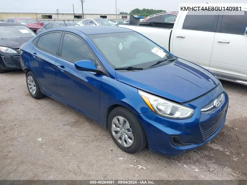 2016 Hyundai Accent Se VIN: KMHCT4AE8GU140981 Lot: 40264091