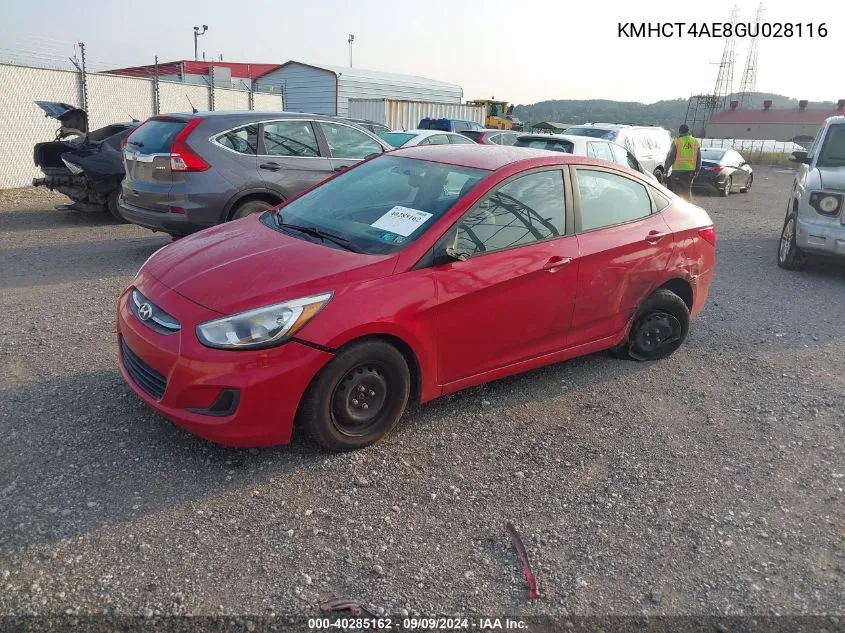 2016 Hyundai Accent Se VIN: KMHCT4AE8GU028116 Lot: 40285162