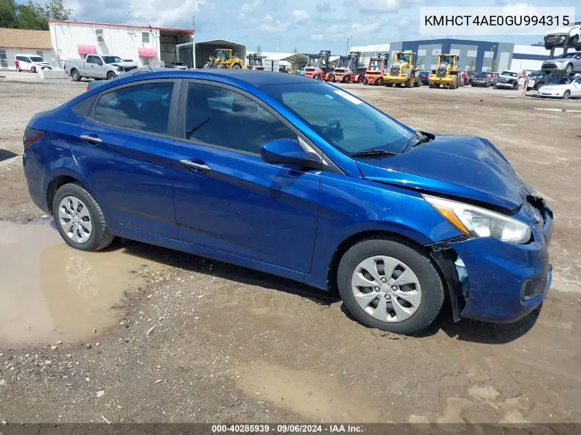 KMHCT4AE0GU994315 2016 Hyundai Accent Se