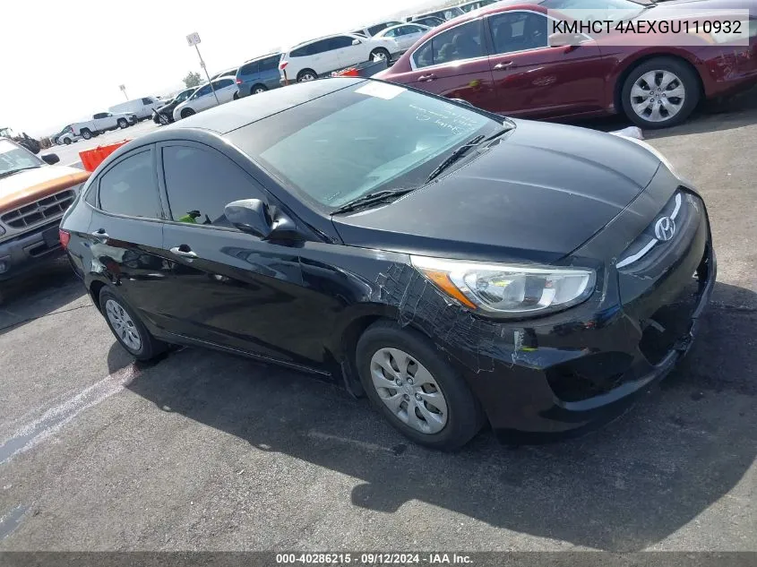 2016 Hyundai Accent Se VIN: KMHCT4AEXGU110932 Lot: 40286215