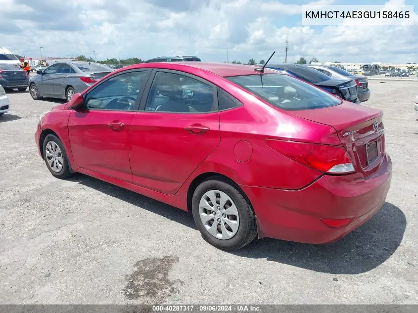 2016 Hyundai Accent Se VIN: KMHCT4AE3GU158465 Lot: 40287317