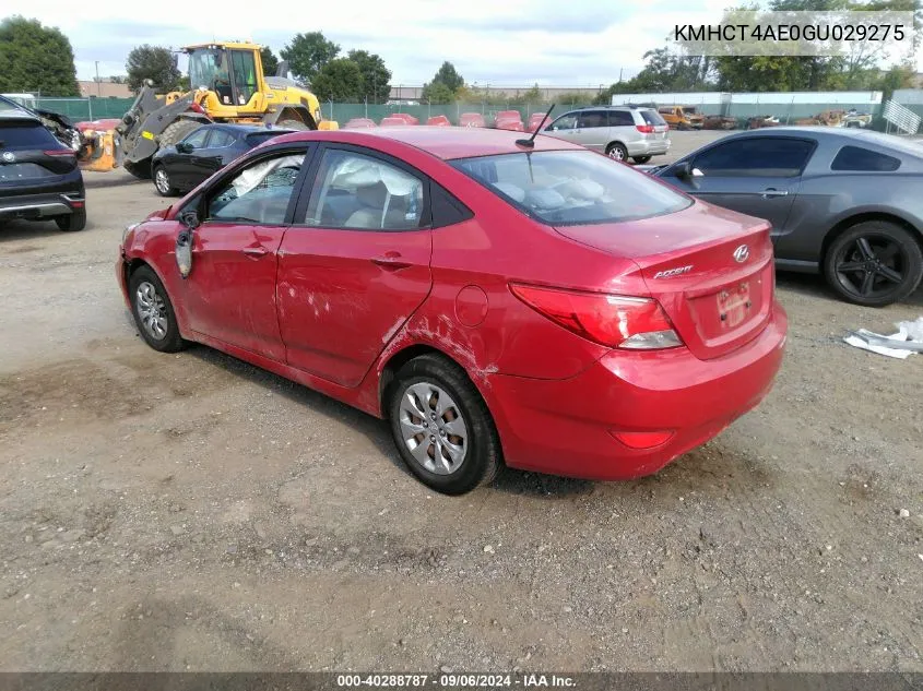 2016 Hyundai Accent Se VIN: KMHCT4AE0GU029275 Lot: 40288787