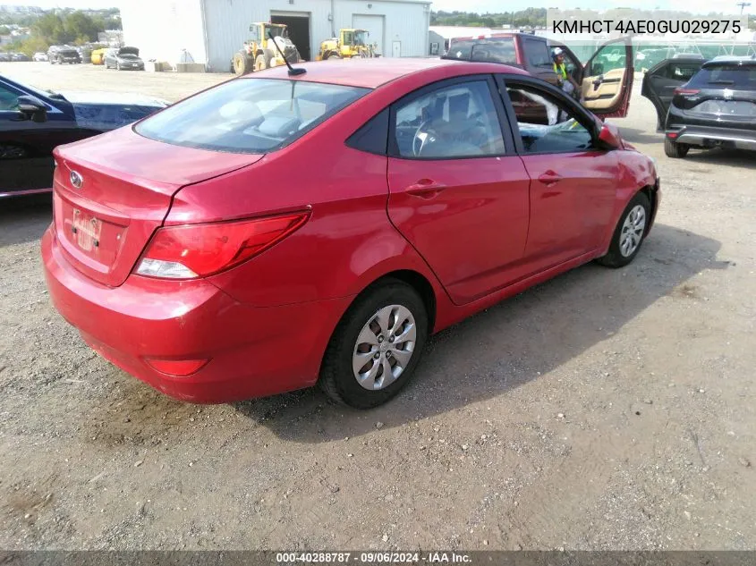 2016 Hyundai Accent Se VIN: KMHCT4AE0GU029275 Lot: 40288787