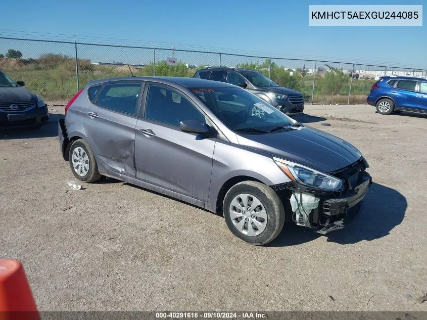 2016 Hyundai Accent Se VIN: KMHCT5AEXGU244085 Lot: 40291618