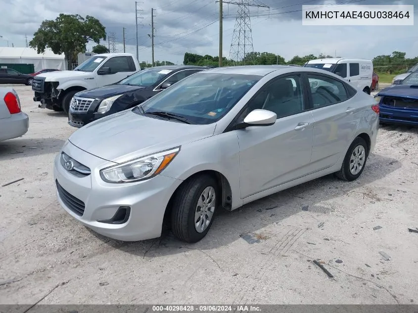 2016 Hyundai Accent Se VIN: KMHCT4AE4GU038464 Lot: 40298428