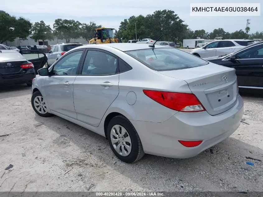 2016 Hyundai Accent Se VIN: KMHCT4AE4GU038464 Lot: 40298428