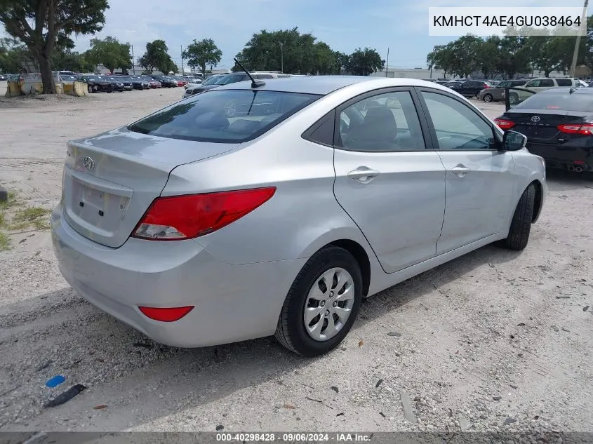 2016 Hyundai Accent Se VIN: KMHCT4AE4GU038464 Lot: 40298428