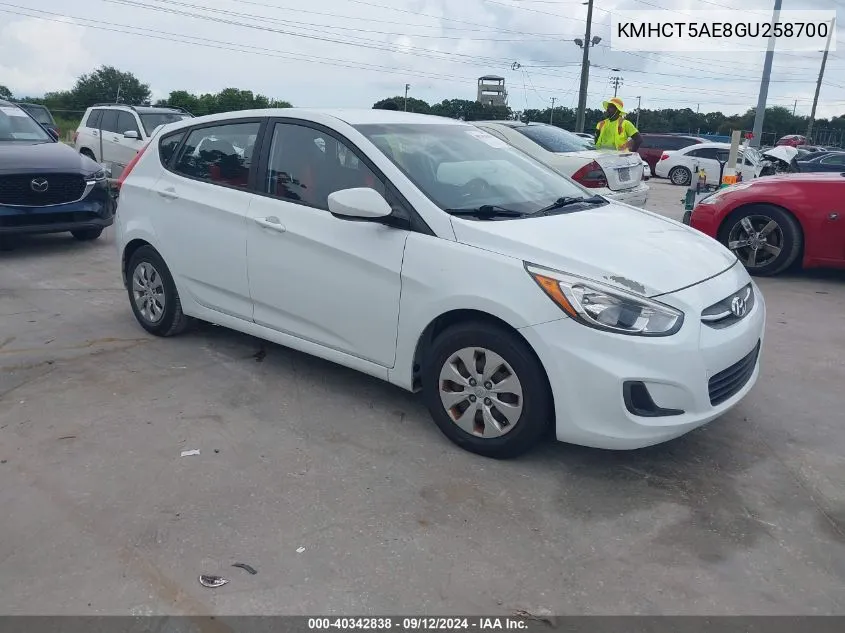 KMHCT5AE8GU258700 2016 Hyundai Accent Se