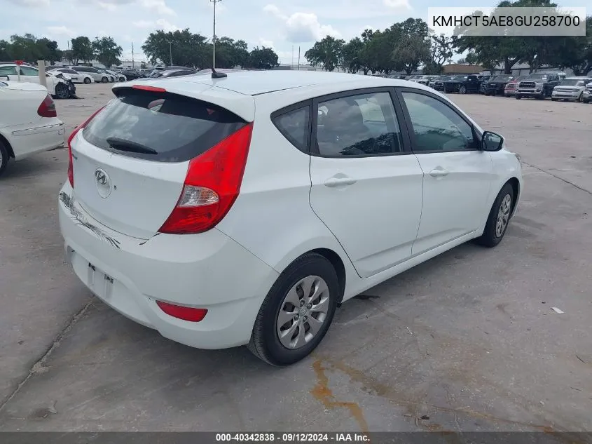 KMHCT5AE8GU258700 2016 Hyundai Accent Se