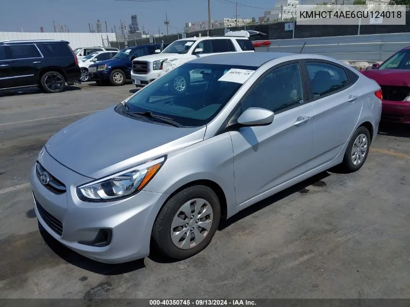 2016 Hyundai Accent Se VIN: KMHCT4AE6GU124018 Lot: 40350745