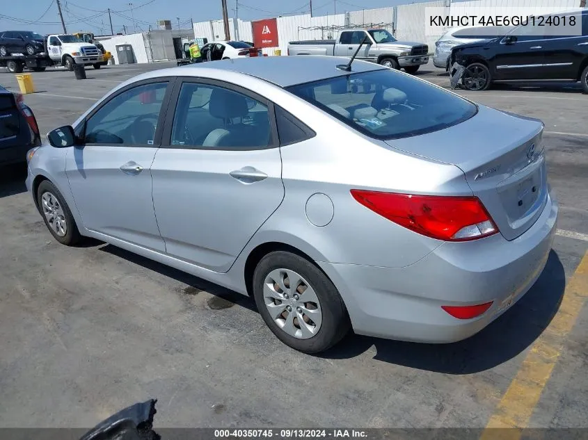 2016 Hyundai Accent Se VIN: KMHCT4AE6GU124018 Lot: 40350745