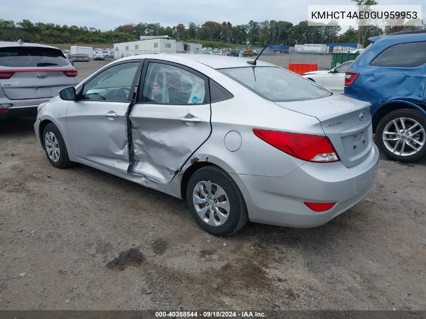 2016 Hyundai Accent Se VIN: KMHCT4AE0GU959953 Lot: 40358544