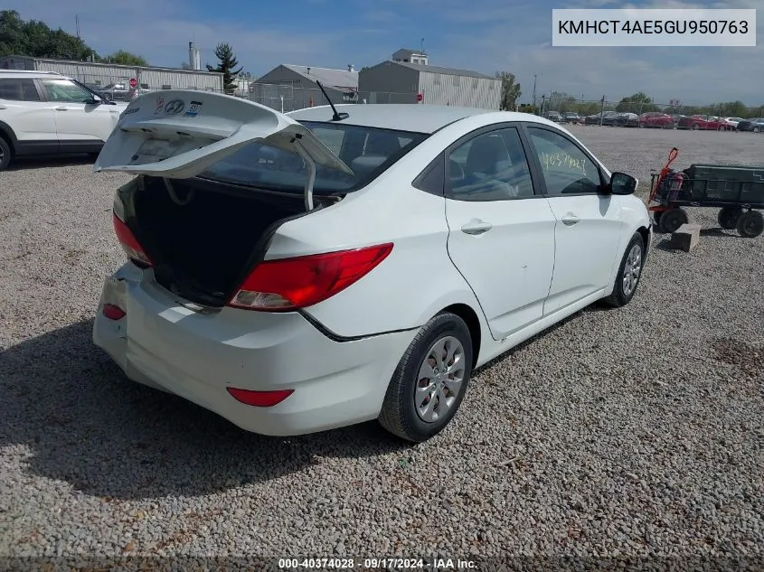 2016 Hyundai Accent Se VIN: KMHCT4AE5GU950763 Lot: 40374028