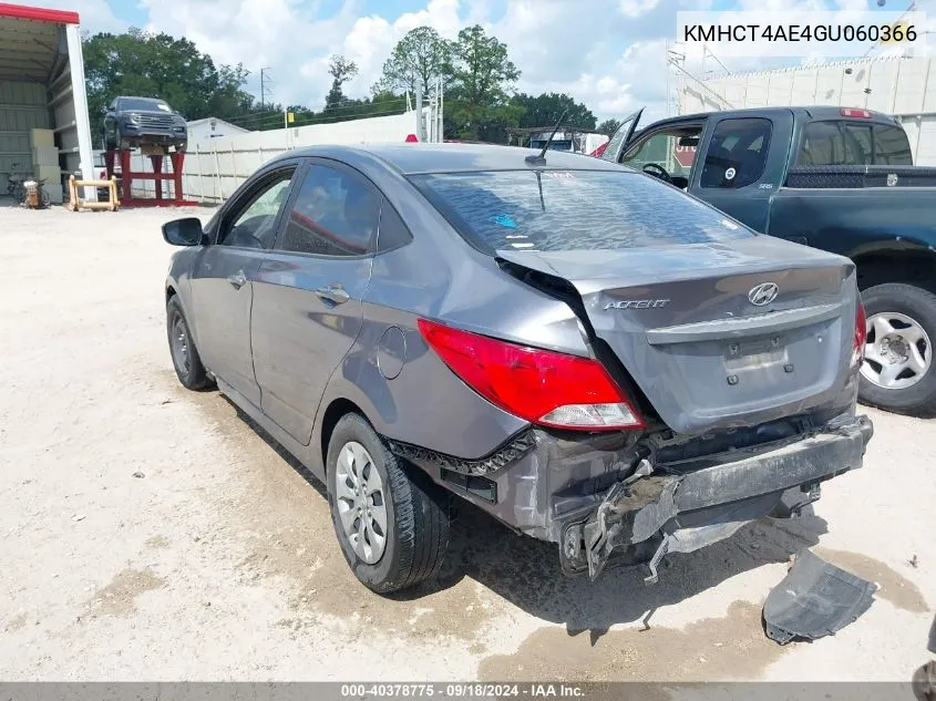 2016 Hyundai Accent Se VIN: KMHCT4AE4GU060366 Lot: 40378775