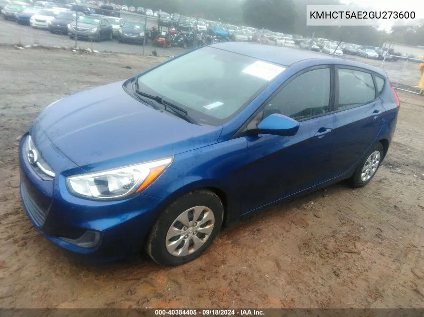 2016 Hyundai Accent Se VIN: KMHCT5AE2GU273600 Lot: 40384405