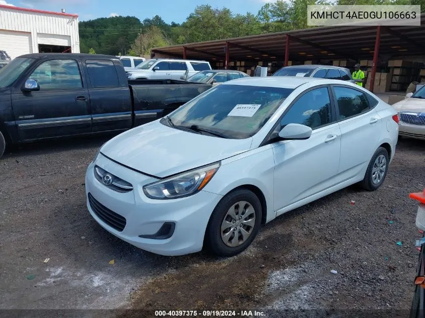 2016 Hyundai Accent Se VIN: KMHCT4AE0GU106663 Lot: 40397375