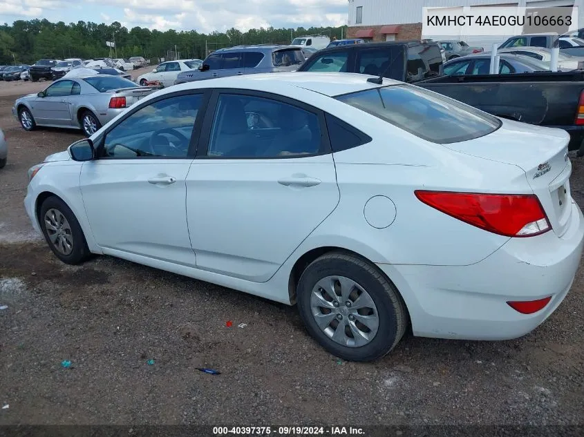 2016 Hyundai Accent Se VIN: KMHCT4AE0GU106663 Lot: 40397375