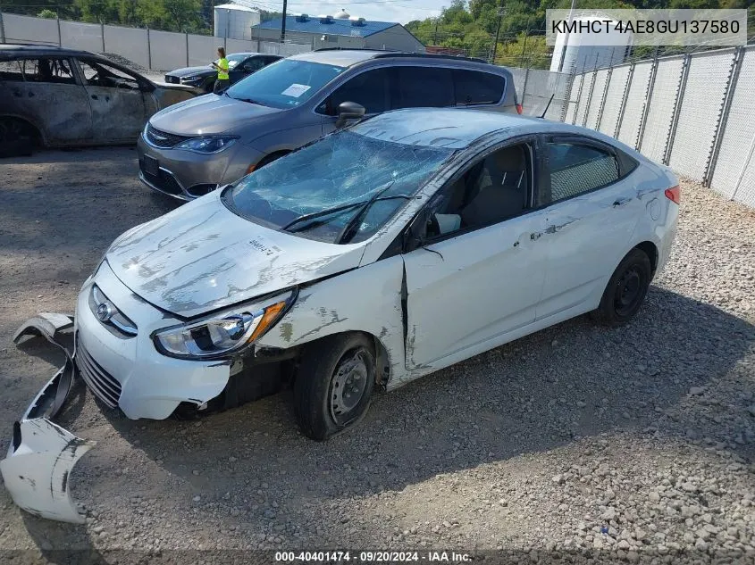 2016 Hyundai Accent Se VIN: KMHCT4AE8GU137580 Lot: 40401474