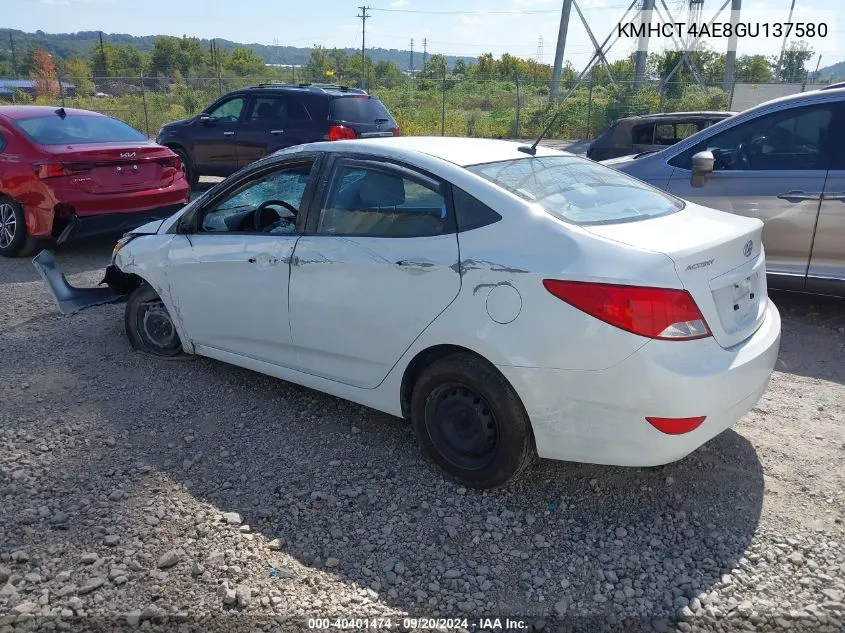 2016 Hyundai Accent Se VIN: KMHCT4AE8GU137580 Lot: 40401474