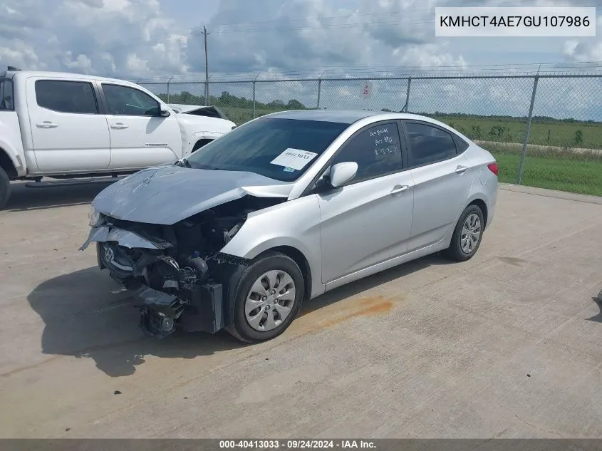 2016 Hyundai Accent Se VIN: KMHCT4AE7GU107986 Lot: 40413033