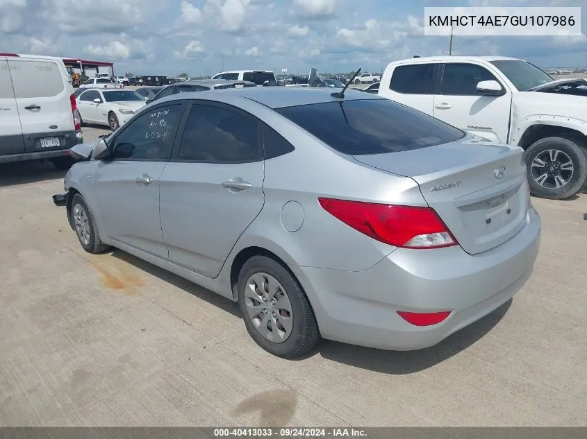 2016 Hyundai Accent Se VIN: KMHCT4AE7GU107986 Lot: 40413033