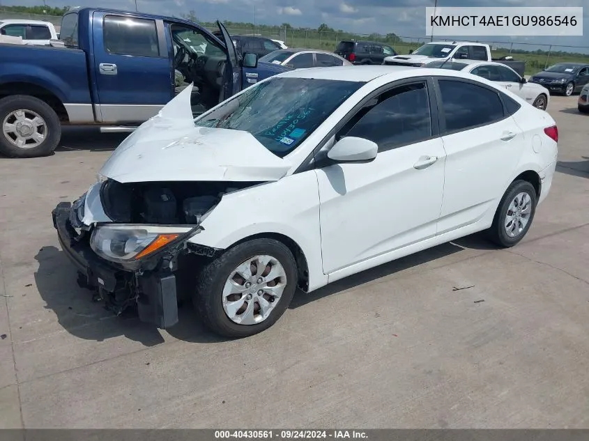 2016 Hyundai Accent Se VIN: KMHCT4AE1GU986546 Lot: 40430561