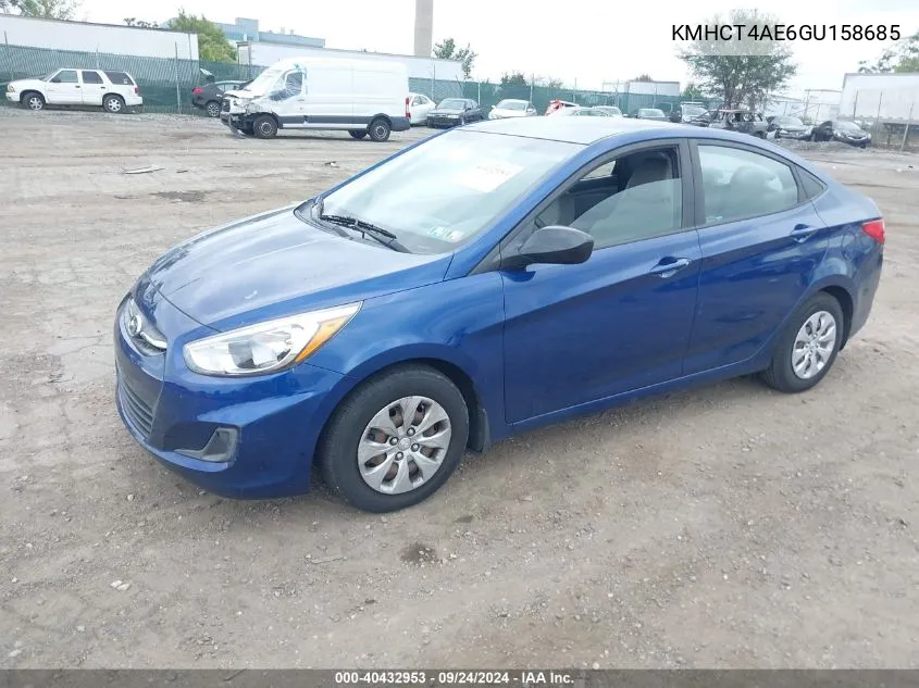 2016 Hyundai Accent Se VIN: KMHCT4AE6GU158685 Lot: 40432953