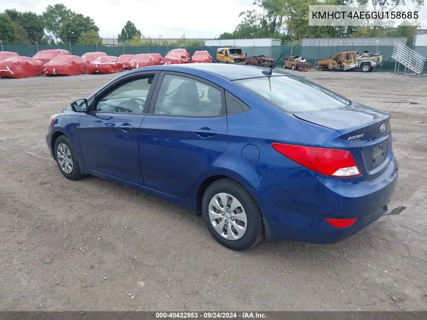 2016 Hyundai Accent Se VIN: KMHCT4AE6GU158685 Lot: 40432953