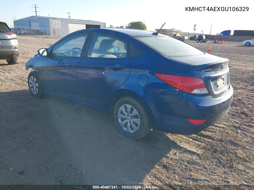 2016 Hyundai Accent Se VIN: KMHCT4AEXGU106329 Lot: 40467341