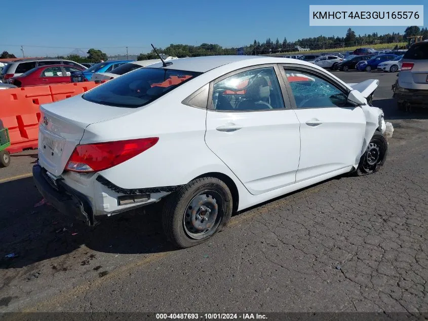 2016 Hyundai Accent Se VIN: KMHCT4AE3GU165576 Lot: 40487693