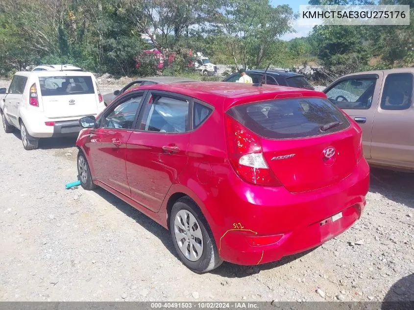 2016 Hyundai Accent Se VIN: KMHCT5AE3GU275176 Lot: 40491503