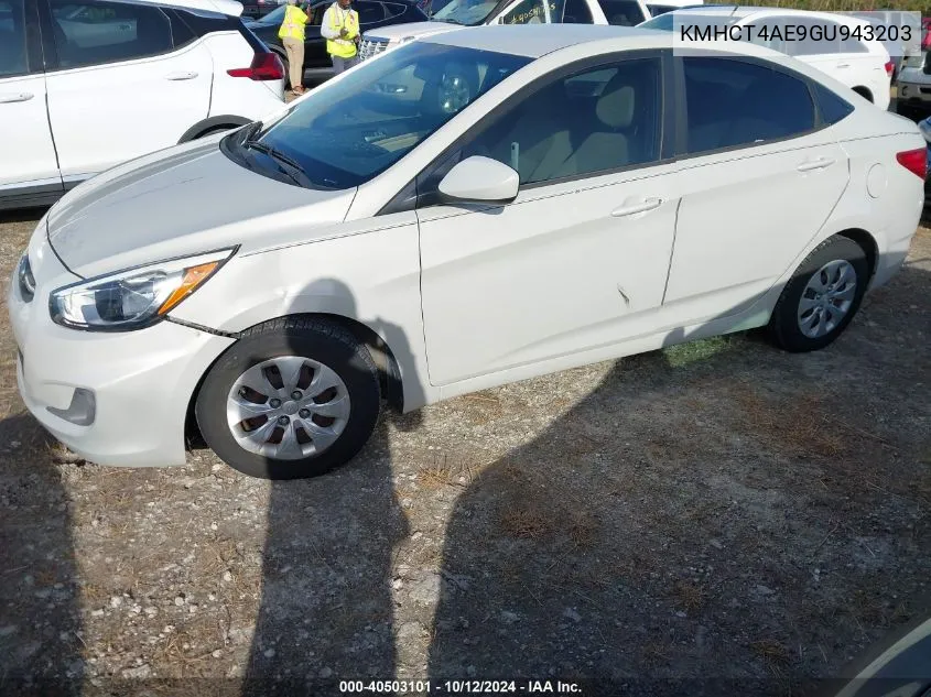 2016 Hyundai Accent Se VIN: KMHCT4AE9GU943203 Lot: 40503101