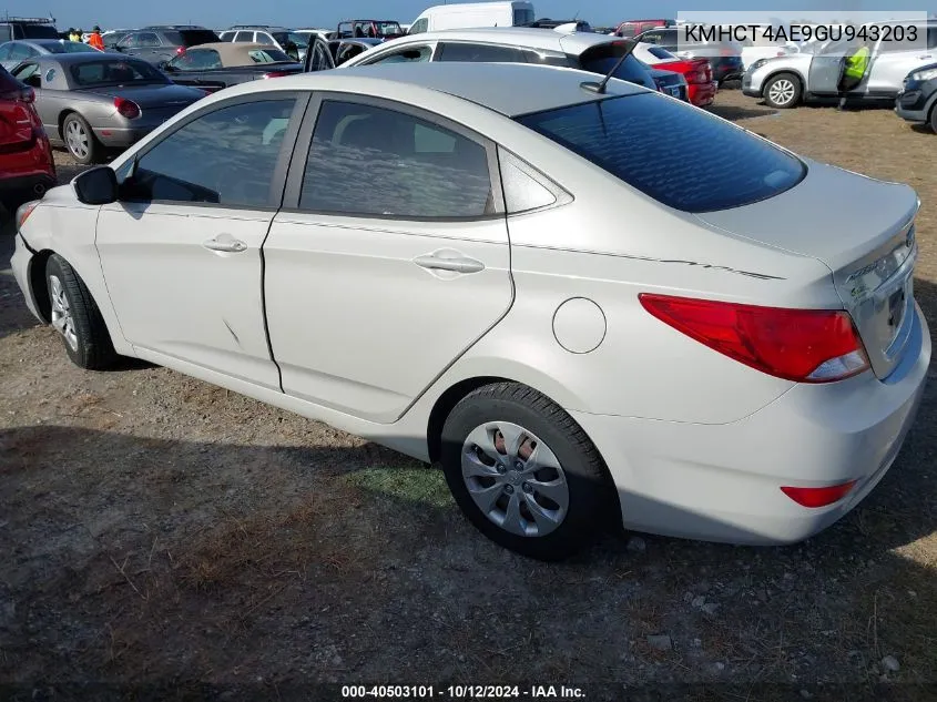 2016 Hyundai Accent Se VIN: KMHCT4AE9GU943203 Lot: 40503101