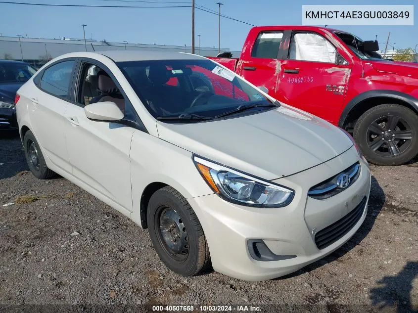 2016 Hyundai Accent Se VIN: KMHCT4AE3GU003849 Lot: 40507658