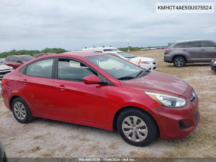 2016 Hyundai Accent Se VIN: KMHCT4AE5GU075524 Lot: 40518708