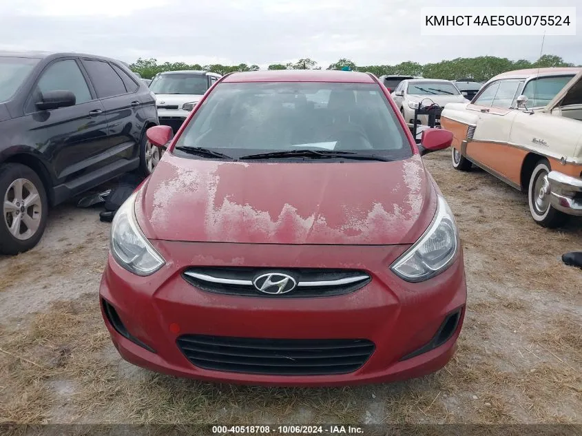 2016 Hyundai Accent Se VIN: KMHCT4AE5GU075524 Lot: 40518708