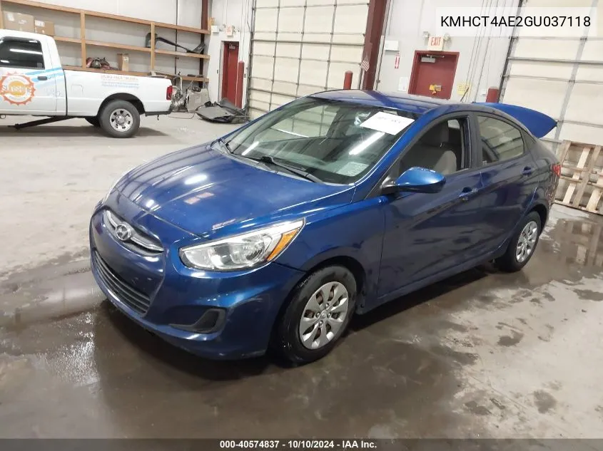 2016 Hyundai Accent Se VIN: KMHCT4AE2GU037118 Lot: 40574837