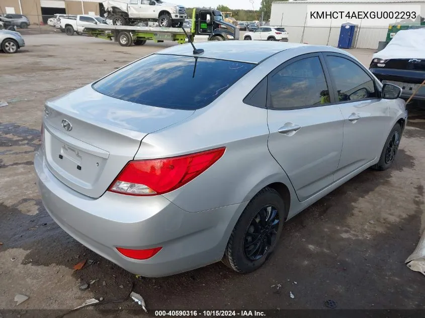 2016 Hyundai Accent Se VIN: KMHCT4AEXGU002293 Lot: 40590316