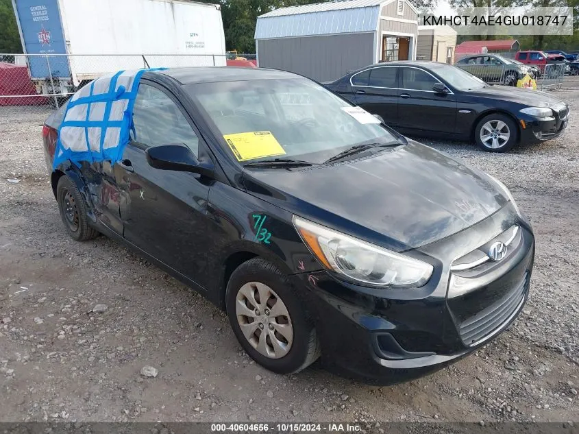 2016 Hyundai Accent Se VIN: KMHCT4AE4GU018747 Lot: 40604656