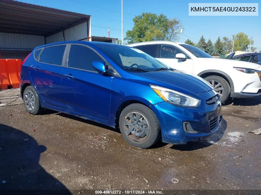 KMHCT5AE4GU243322 2016 Hyundai Accent Se