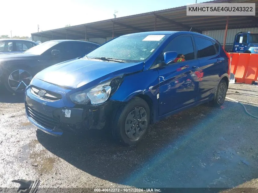 KMHCT5AE4GU243322 2016 Hyundai Accent Se