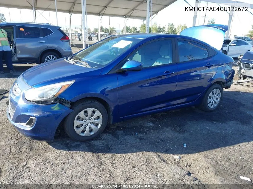 2016 Hyundai Accent Se VIN: KMHCT4AE4GU122672 Lot: 40625714