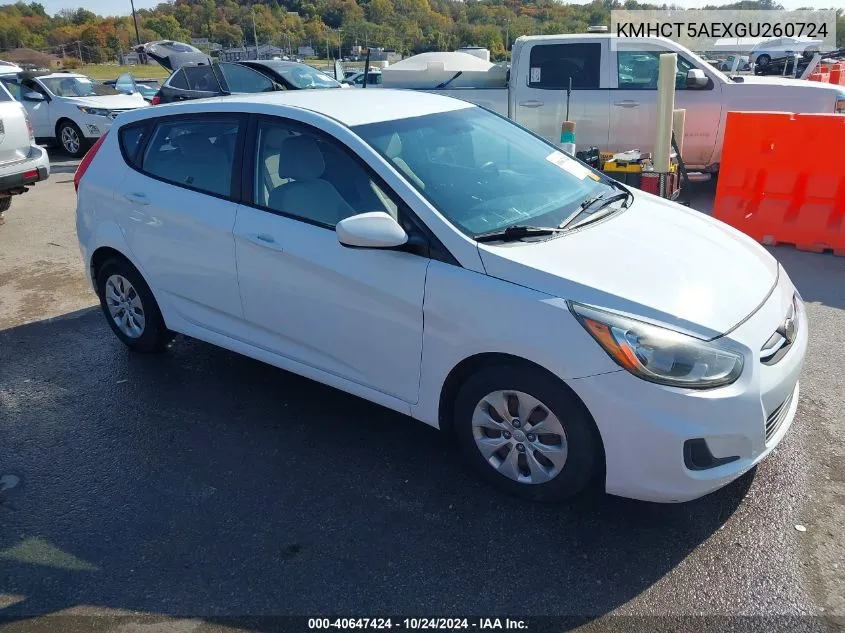 2016 Hyundai Accent Se VIN: KMHCT5AEXGU260724 Lot: 40647424