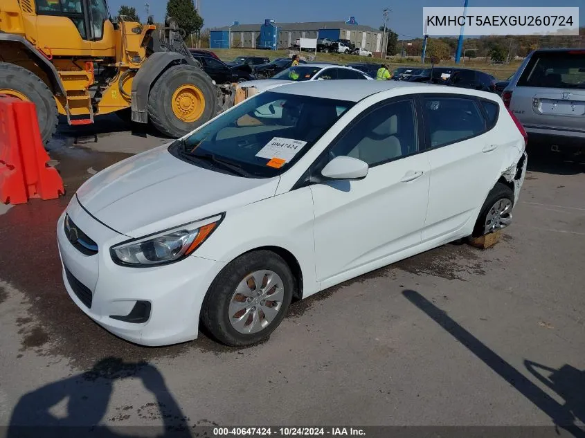 2016 Hyundai Accent Se VIN: KMHCT5AEXGU260724 Lot: 40647424